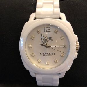 Coach white watch with 11 diamonds